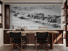 Carregar imagem no visualizador da galeria, Ocean Wave Wallpaper. Black and White Surf Theme Wall Mural. #6709