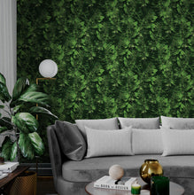 Carregar imagem no visualizador da galeria, Green Leaves Pattern Wallpaper Mural. Botanical Wall Mural. #6744