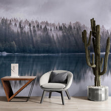 Carregar imagem no visualizador da galeria, Pine Trees Forest Lake View Wall Mural Wallpaper. #6754
