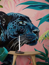 Load image into Gallery viewer, Black Panther in Pink Tropical Forest Wall Mural. Fashionable Botanical Chic Decor. #6822