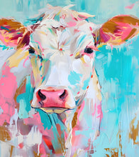 Carregar imagem no visualizador da galeria, Rustic Colorful Cow Wall Mural Wallpaper. #6823
