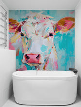 Carregar imagem no visualizador da galeria, Rustic Colorful Cow Wall Mural Wallpaper. #6823