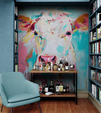 Carregar imagem no visualizador da galeria, Rustic Colorful Cow Wall Mural Wallpaper. #6823