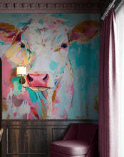Carregar imagem no visualizador da galeria, Rustic Colorful Cow Wall Mural Wallpaper. #6823