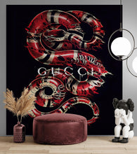 Carregar imagem no visualizador da galeria, Gucci Inspired Snake Over Black Background Wallpaper Mural #6825