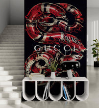 Carregar imagem no visualizador da galeria, Gucci Inspired Snake Over Black Background Wallpaper Mural #6825