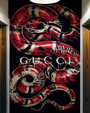 Carregar imagem no visualizador da galeria, Gucci Inspired Snake Over Black Background Wallpaper Mural #6825