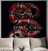 Carregar imagem no visualizador da galeria, Gucci Inspired Snake Over Black Background Wallpaper Mural #6825