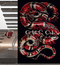 Carregar imagem no visualizador da galeria, Gucci Inspired Snake Over Black Background Wallpaper Mural #6825