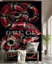 Carregar imagem no visualizador da galeria, Gucci Inspired Snake Over Black Background Wallpaper Mural #6825