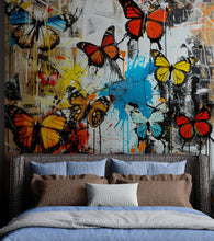 Carregar imagem no visualizador da galeria, Butterflies Graffiti Style Wallpaper Mural. #6828