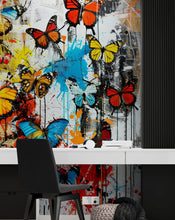 Carregar imagem no visualizador da galeria, Butterflies Graffiti Style Wallpaper Mural. #6828