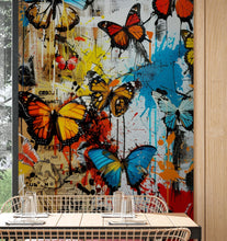 Carregar imagem no visualizador da galeria, Butterflies Graffiti Style Wallpaper Mural. #6828