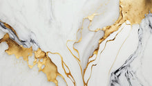Load image into Gallery viewer, Gold Ink Splash on White Marble Slate Wall Mural Wallpaper #6840