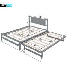 Carregar imagem no visualizador da galeria, Full Size Platform Bed with Adjustable Trundle, Gray