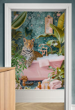 Carregar imagem no visualizador da galeria, Leopard in Pink Bathtub. Stylish Animal Chic Print Wallpaper. #6852