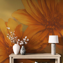 Load image into Gallery viewer, Vintage Pastel Floral Wallpaper – Yellow and Orange Botanical Flower Painting Wall Mural. #6855