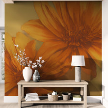 Load image into Gallery viewer, Vintage Pastel Floral Wallpaper – Yellow and Orange Botanical Flower Painting Wall Mural. #6855