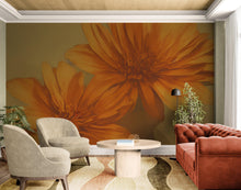Load image into Gallery viewer, Vintage Pastel Floral Wallpaper – Yellow and Orange Botanical Flower Painting Wall Mural. #6855