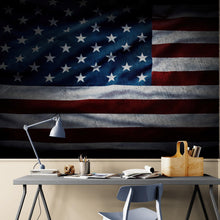 Carregar imagem no visualizador da galeria, USA Flag Waving Wallpaper Mural – Patriotic Peel and Stick American Flag. #6857