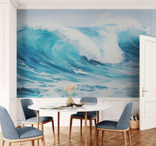 Load image into Gallery viewer, Artistic Painting of Blue Ocean Wave Wall Mural. #6870