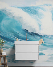 Load image into Gallery viewer, Artistic Painting of Blue Ocean Wave Wall Mural. #6870