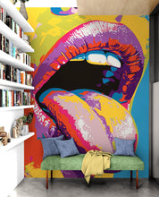Load image into Gallery viewer, Glamour Chic Pop Art. Sexy Girl with Tongue Out Wall Mural. #6875