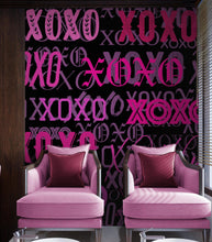 Load image into Gallery viewer, Pink XOXO Wallpaper Mural – Stylish Chic Glamour Girl’s Room Decor. #6899