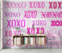 Load image into Gallery viewer, Pink XOXO Wallpaper Mural – Stylish Chic Glamour Girl’s Room Decor. #6899