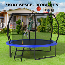 Load image into Gallery viewer, 10FT Recreational Trampoline with Enclosure for Kids Adults, ASTM Approved, Outdoor Trampoline with Wind Stakes and Ladder for Kids Apex Series, 10 FOOT Trampoline