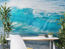 Carregar imagem no visualizador da galeria, Turquoise Ocean Wave Wallpaper. Surf Ocean Wave Wall Mural. #6924