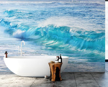 Carregar imagem no visualizador da galeria, Turquoise Ocean Wave Wallpaper. Surf Ocean Wave Wall Mural. #6924