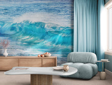 Carregar imagem no visualizador da galeria, Turquoise Ocean Wave Wallpaper. Surf Ocean Wave Wall Mural. #6924