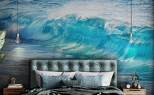 Carregar imagem no visualizador da galeria, Turquoise Ocean Wave Wallpaper. Surf Ocean Wave Wall Mural. #6924