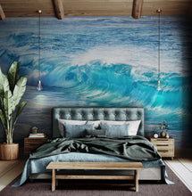 Carregar imagem no visualizador da galeria, Turquoise Ocean Wave Wallpaper. Surf Ocean Wave Wall Mural. #6924