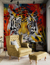 Carregar imagem no visualizador da galeria, Glamour Chic Colorful Jungle Tiger Wall Mural. #6926