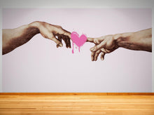 Carregar imagem no visualizador da galeria, Pink Wallpaper Mural. Creation of Adam Wall Mural. Michelangelo Sistine Chapel. #6931