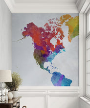 Carregar imagem no visualizador da galeria, World Map Watercolor Wallpaper – Color Splash Wall Mural. #6947