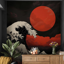 Carregar imagem no visualizador da galeria, Red Great Wave off Kanagawa Wall Mural. Urban Decor. #6949