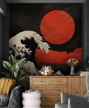 Carregar imagem no visualizador da galeria, Red Great Wave off Kanagawa Wall Mural. Urban Decor. #6949