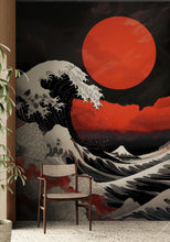 Carregar imagem no visualizador da galeria, Red Great Wave off Kanagawa Wall Mural. Urban Decor. #6949