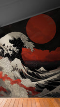 Carregar imagem no visualizador da galeria, Red Great Wave off Kanagawa Wall Mural. Urban Decor. #6949