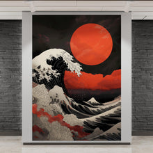 Carregar imagem no visualizador da galeria, Red Great Wave off Kanagawa Wall Mural. Urban Decor. #6949