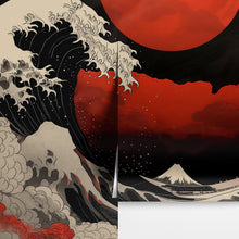 Carregar imagem no visualizador da galeria, Red Great Wave off Kanagawa Wall Mural. Urban Decor. #6949