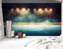Carregar imagem no visualizador da galeria, Hockey Rink Wallpaper Mural. Sports Theme Decor. #6958