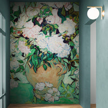 Carregar imagem no visualizador da galeria, Vincent Van Gogh White Flowers in Vase Wall Mural. #6960