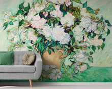 Carregar imagem no visualizador da galeria, Vincent Van Gogh White Flowers in Vase Wall Mural. #6960