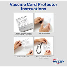 Load image into Gallery viewer, Avery CDC Vaccine Card Holders and Lanyards, 4" x 3", Landscape, 5 Prepunched ID Card Holders and Lanyards (02913)e
