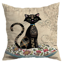 Carregar imagem no visualizador da galeria, Vintage Black Cat Cushion Covers