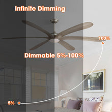 Carregar imagem no visualizador da galeria, 72" Jaydn Farmhouse Satin Nickel DC Motor Downrod Mount Reversible Ceiling Fan with Lighting and Remote Control